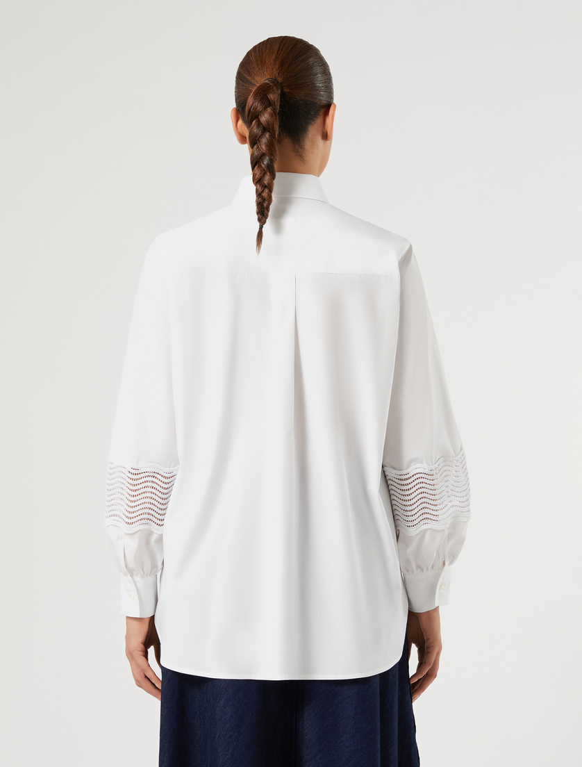 Cotton poplin shirt with lace - OPTICAL WHITE - Marina Rinaldi - 4