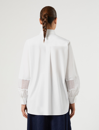 Cotton poplin shirt with lace - OPTICAL WHITE - Marina Rinaldi - 4