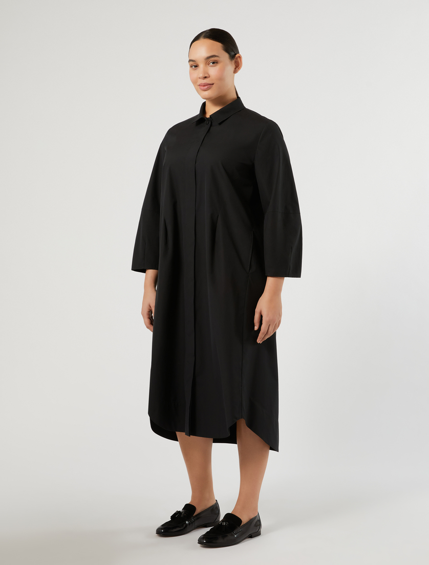 Cotton canvas shirt dress - BLACK - Marina Rinaldi - 3