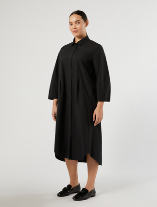 Cotton canvas shirt dress - BLACK - Marina Rinaldi - 3