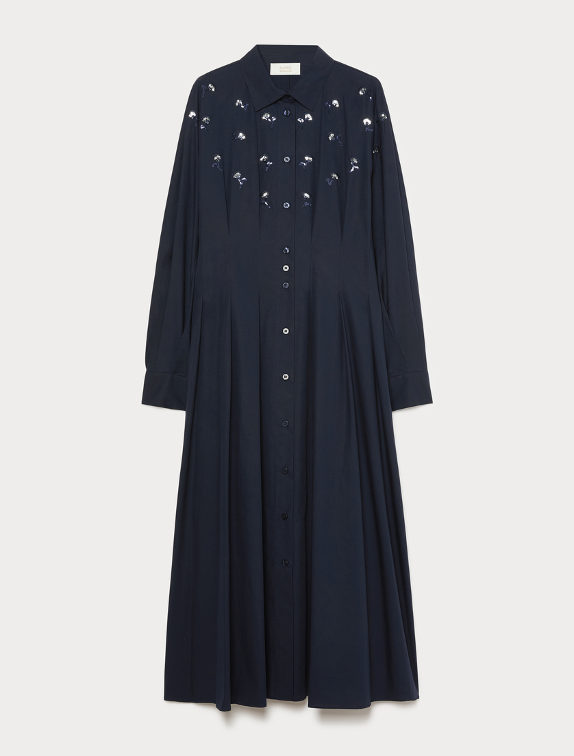 Kleid aus Popeline mit Stickerei - ULTRAMARINE - Marina Rinaldi