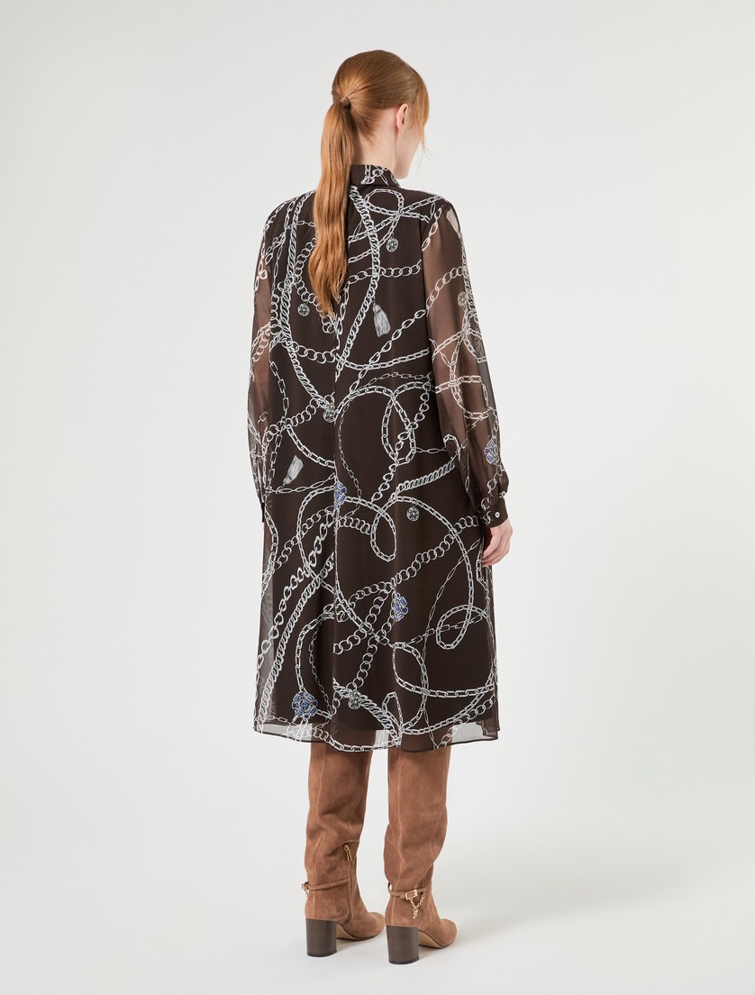 Abito in georgette con stampa - CIOCCOLATO - Marina Rinaldi - 4