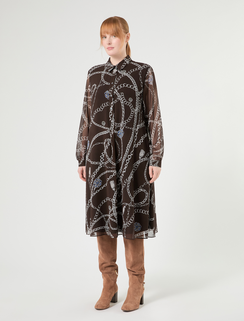 Abito in georgette con stampa - CIOCCOLATO - Marina Rinaldi - 3
