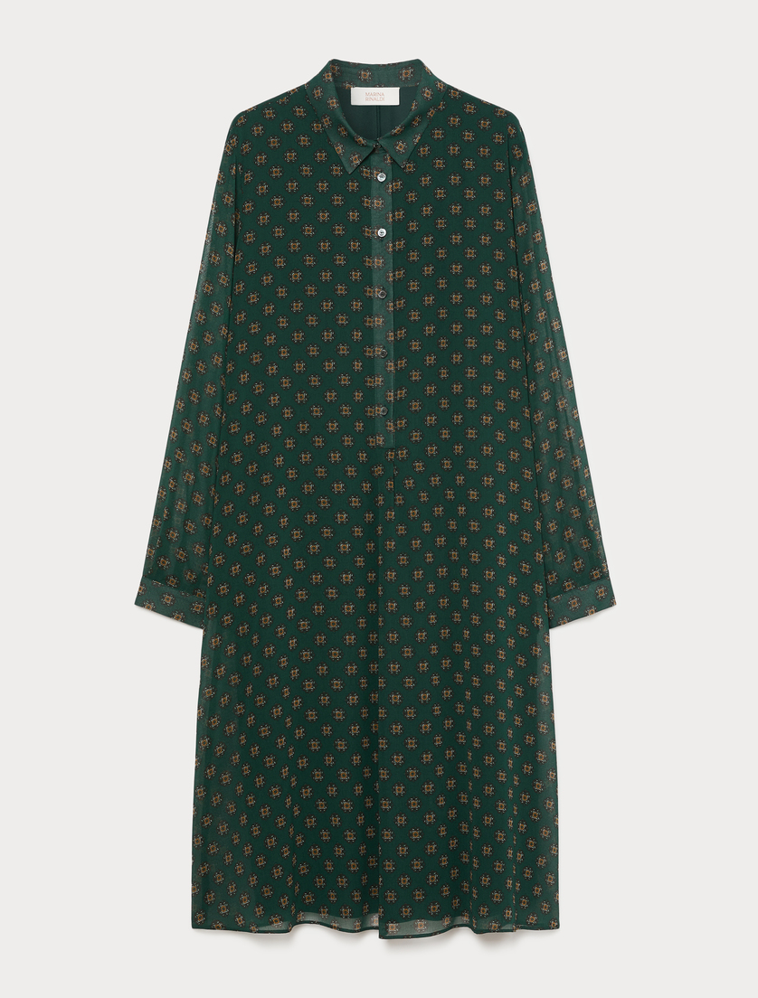 Robe en georgette avec imprimé - VERT FONCE - Marina Rinaldi