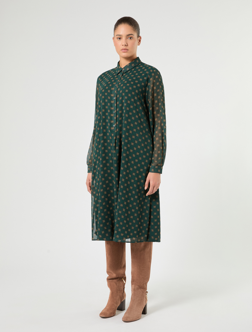 Robe en georgette avec imprimé - VERT FONCE - Marina Rinaldi - 3
