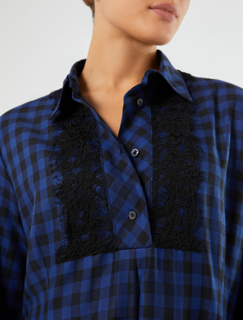Cotton flannel dress - BLUE/BLACK - Marina Rinaldi - 5