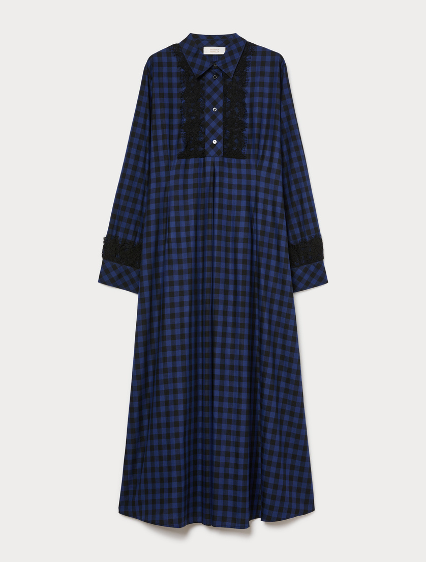 Cotton flannel dress - BLUE/BLACK - Marina Rinaldi