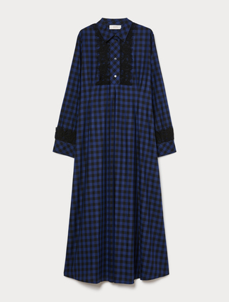 Cotton flannel dress - BLUE/BLACK