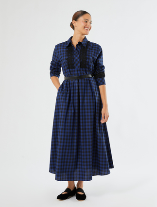 Cotton flannel dress - BLUE/BLACK