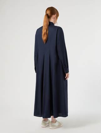 Long cotton Oxford cloth dress - NAVY - Marina Rinaldi - 4