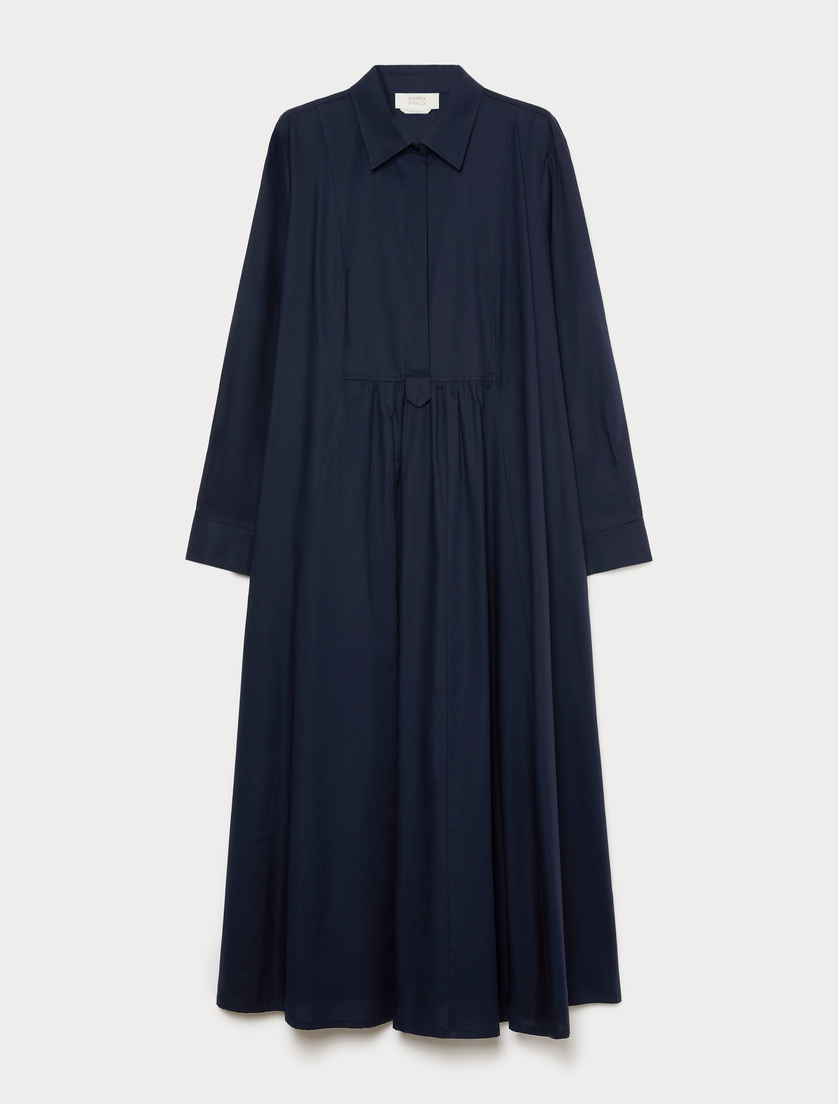 Long cotton Oxford cloth dress - NAVY - Marina Rinaldi