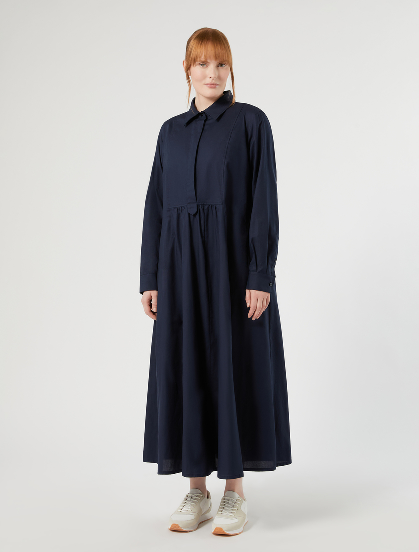 Long cotton Oxford cloth dress - NAVY - Marina Rinaldi - 3