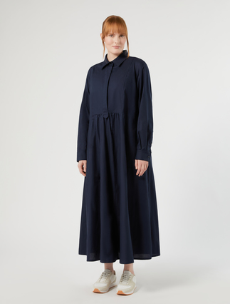 Long cotton Oxford cloth dress - NAVY - Marina Rinaldi - 3