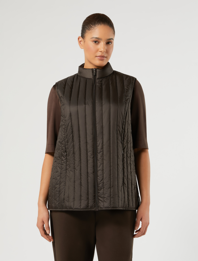 Quilted gilet - DARK BROWN - Marina Rinaldi - 3