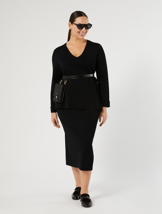 Viscose knit skirt - BLACK - Marina Rinaldi - 2