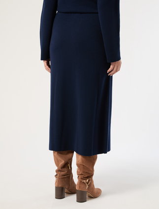Jupe en pure laine - BLEU NUIT - Marina Rinaldi - 4