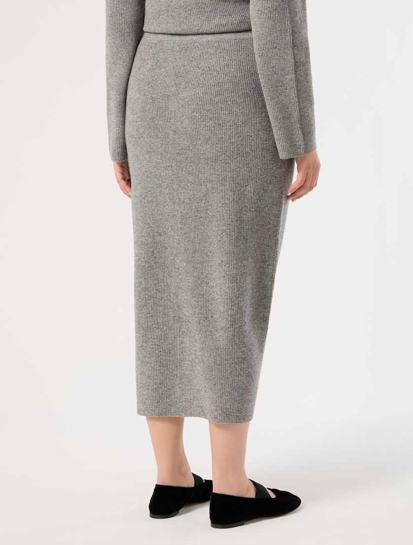 Jupe en laine et cachemire - GRIS MOYEN - Marina Rinaldi - 4