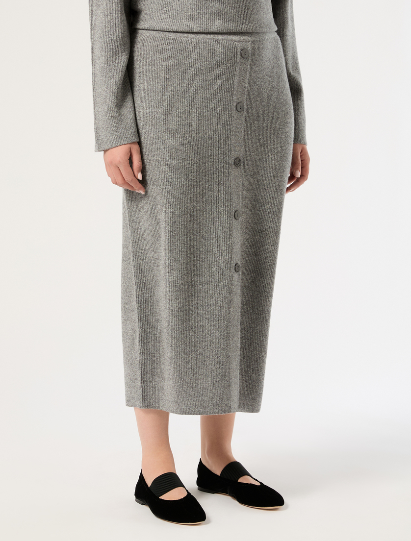 Jupe en laine et cachemire - GRIS MOYEN - Marina Rinaldi - 3