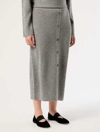 Jupe en laine et cachemire - GRIS MOYEN - Marina Rinaldi - 3