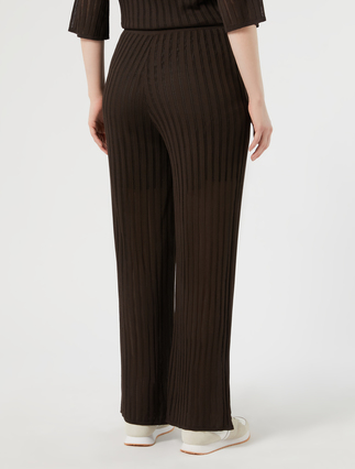 Ribbed knitted trousers - DARK BROWN - Marina Rinaldi - 4