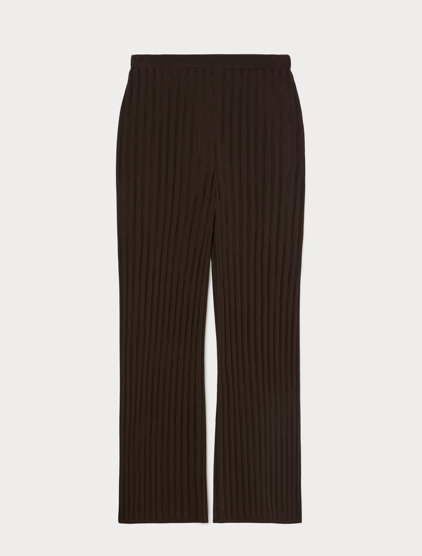 Ribbed knitted trousers - DARK BROWN - Marina Rinaldi