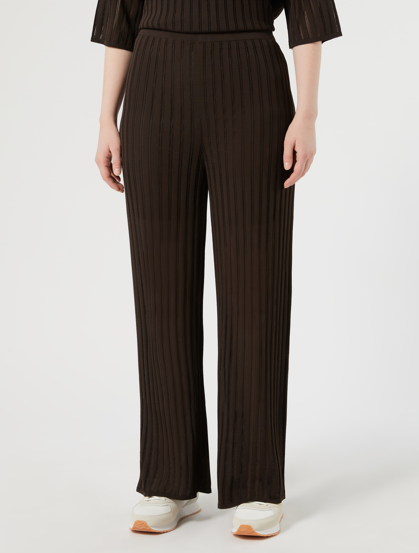 Ribbed knitted trousers - DARK BROWN - Marina Rinaldi - 3