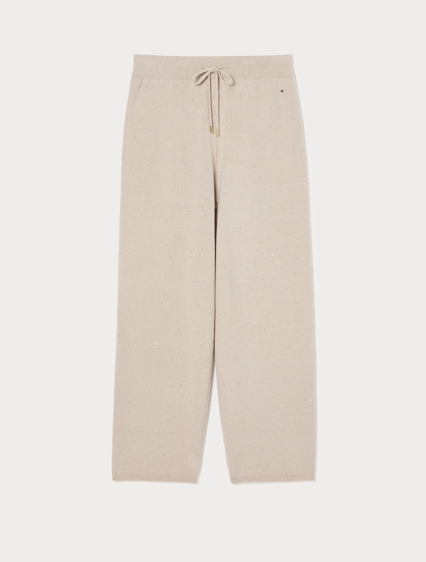 Hose aus Wollmischung mit Pailletten - TAUBENGRAU - Marina Rinaldi