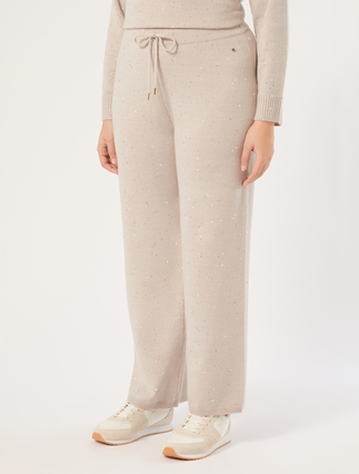 Hose aus Wollmischung mit Pailletten - TAUBENGRAU