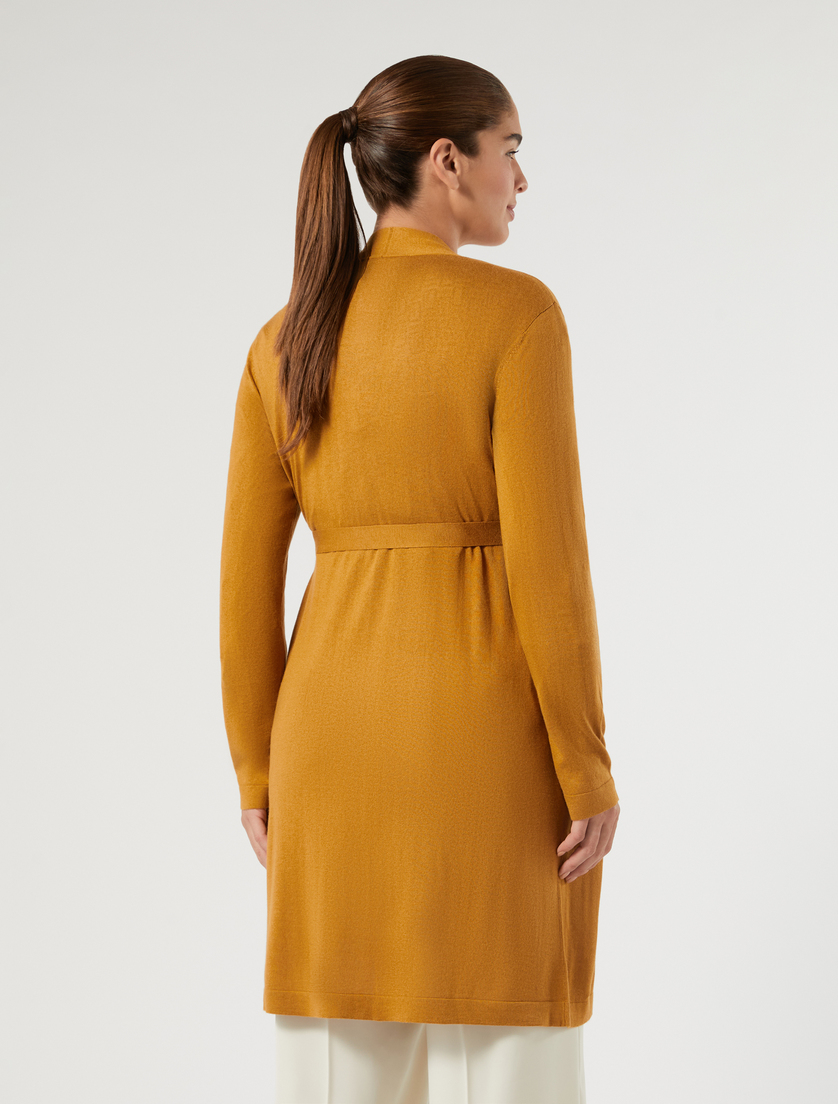 Long silk and cashmere cardigan - OCHRE - Marina Rinaldi - 4