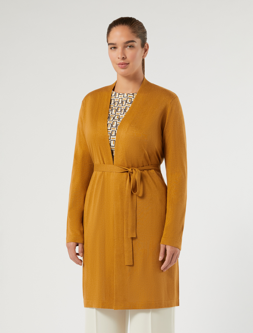 Long silk and cashmere cardigan - OCHRE - Marina Rinaldi - 3