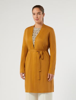 Long silk and cashmere cardigan - OCHRE