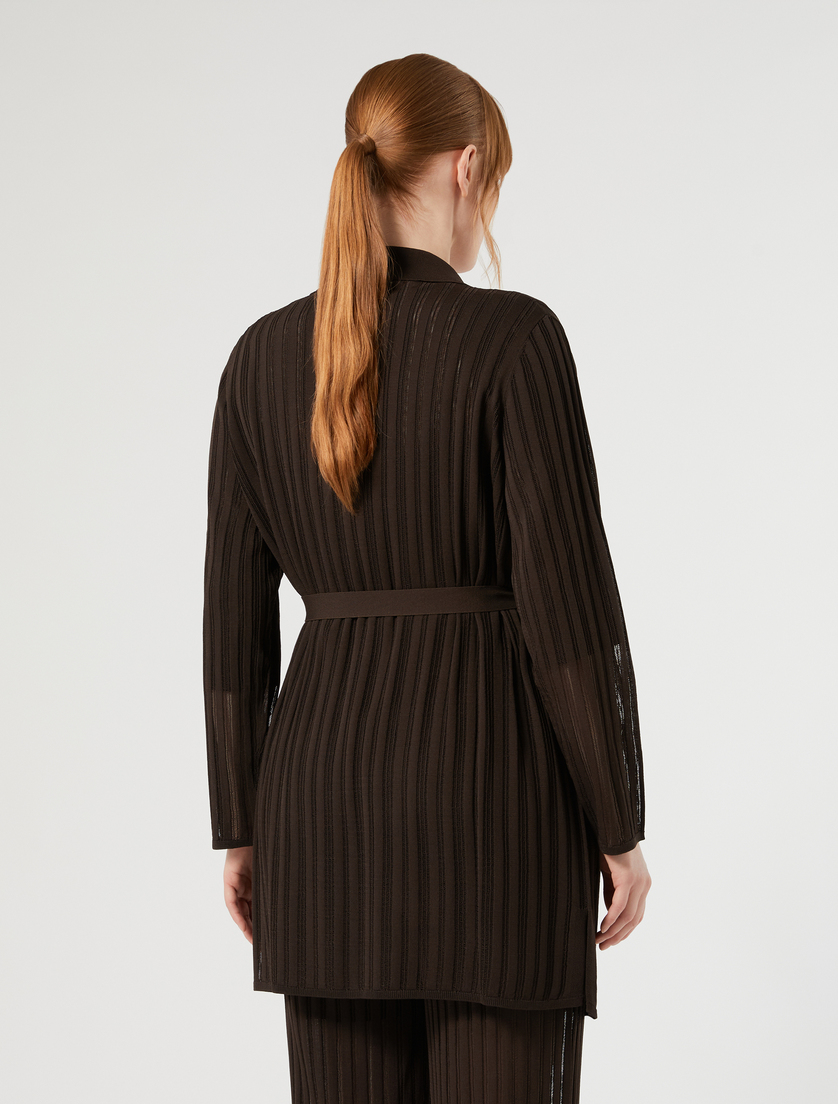 Ribbed knit cardigan - DARK BROWN - Marina Rinaldi - 4