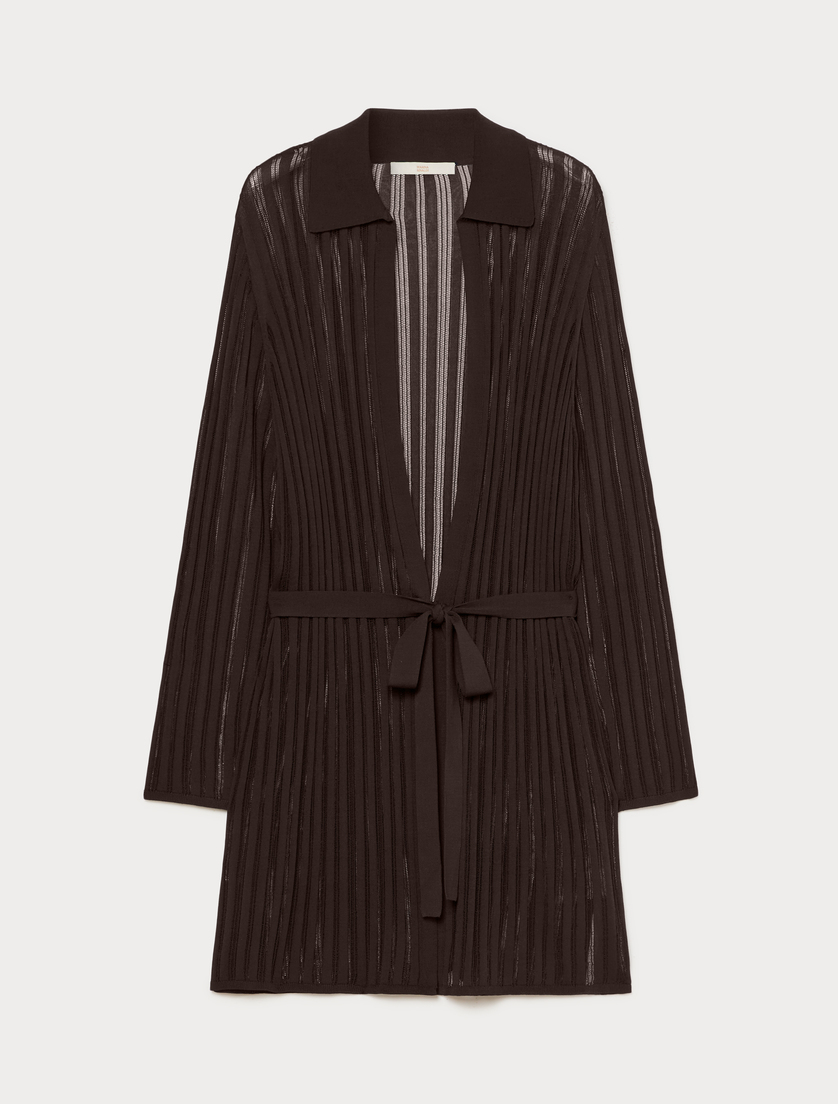 Ribbed knit cardigan - DARK BROWN - Marina Rinaldi