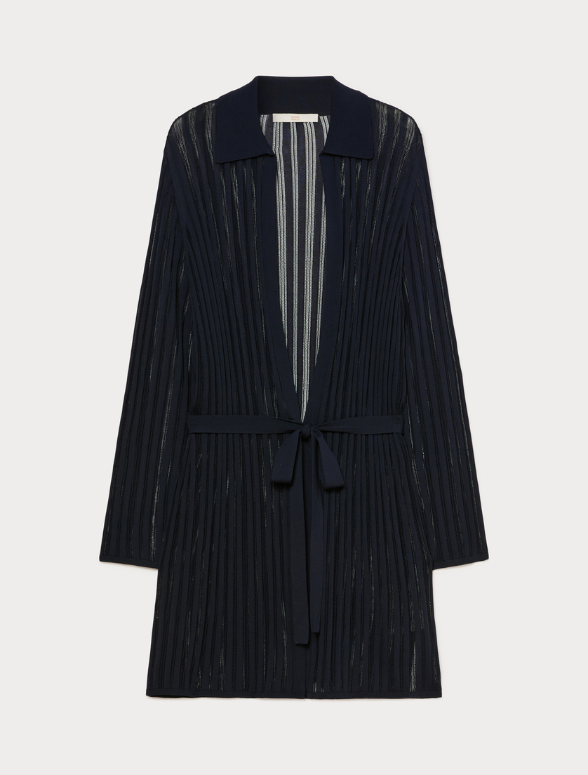 Ribbed knit cardigan - MIDNIGHTBLUE - Marina Rinaldi