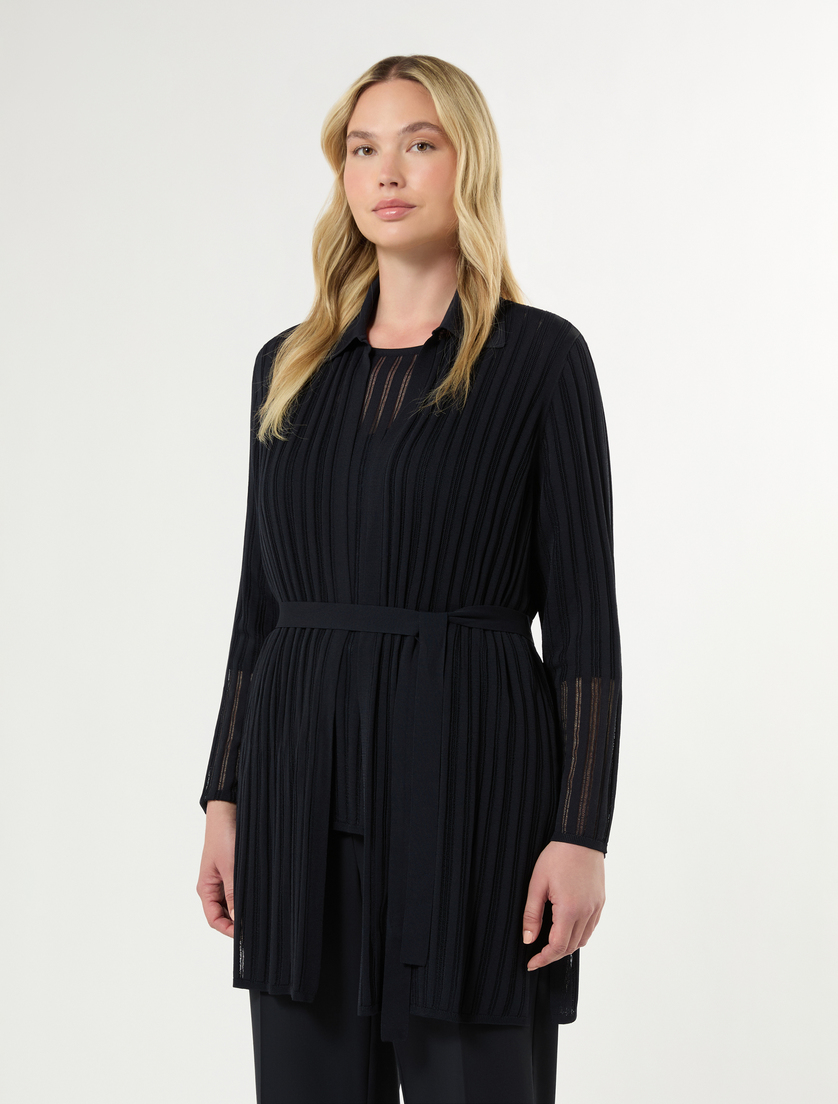 Ribbed knit cardigan - MIDNIGHTBLUE - Marina Rinaldi - 3