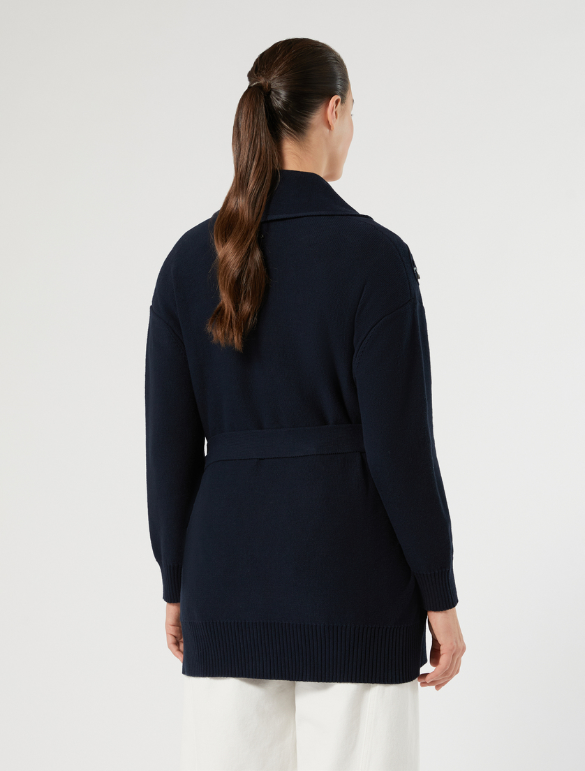Cotton cordonnet cardigan - NAVY - Marina Rinaldi - 4