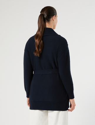 Cotton cordonnet cardigan - NAVY - Marina Rinaldi - 4