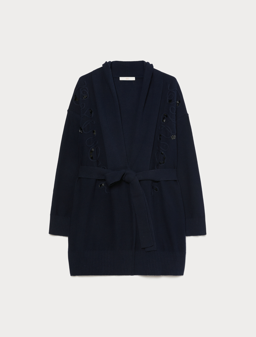 Cotton cordonnet cardigan - NAVY - Marina Rinaldi