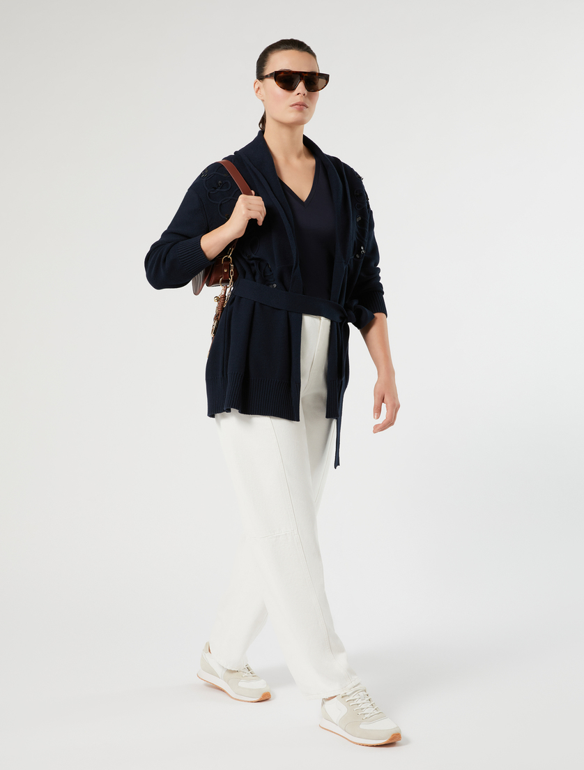 Cotton cordonnet cardigan - NAVY - Marina Rinaldi - 2