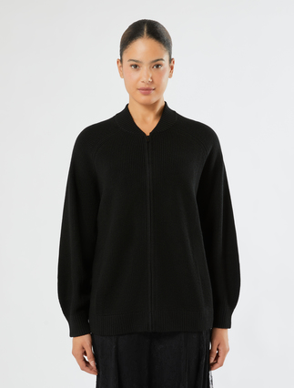 Wool-blend cardigan - BLACK