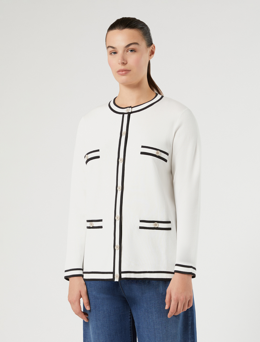 Cardigan aus gemischtem Baumwollgewebe - WEISS - Marina Rinaldi - 3