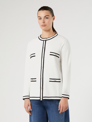Cardigan aus gemischtem Baumwollgewebe - WEISS - Marina Rinaldi - 3