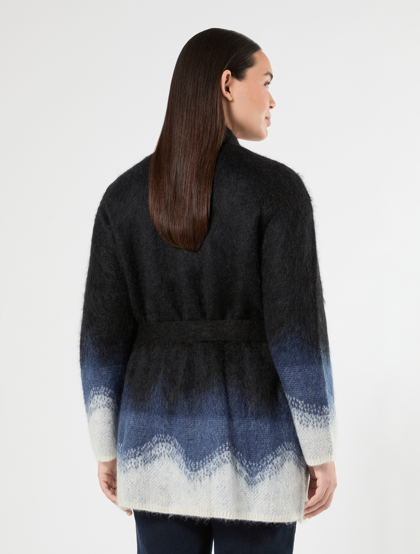Jacquard mohair cardigan - CZARNO-BIAŁY - Marina Rinaldi - 4