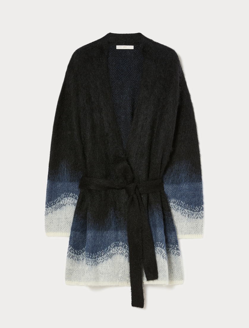 Jacquard mohair cardigan - CZARNO-BIAŁY - Marina Rinaldi