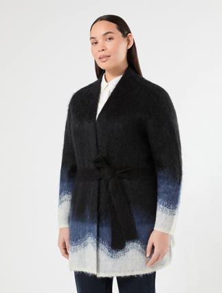 Jacquard mohair cardigan - CZARNO-BIAŁY - Marina Rinaldi - 3