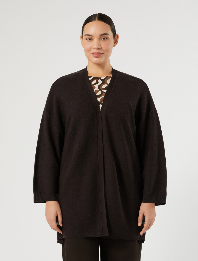 Langer Cardigan aus reiner Wolle - DUNKELBRAUN - Marina Rinaldi - 3