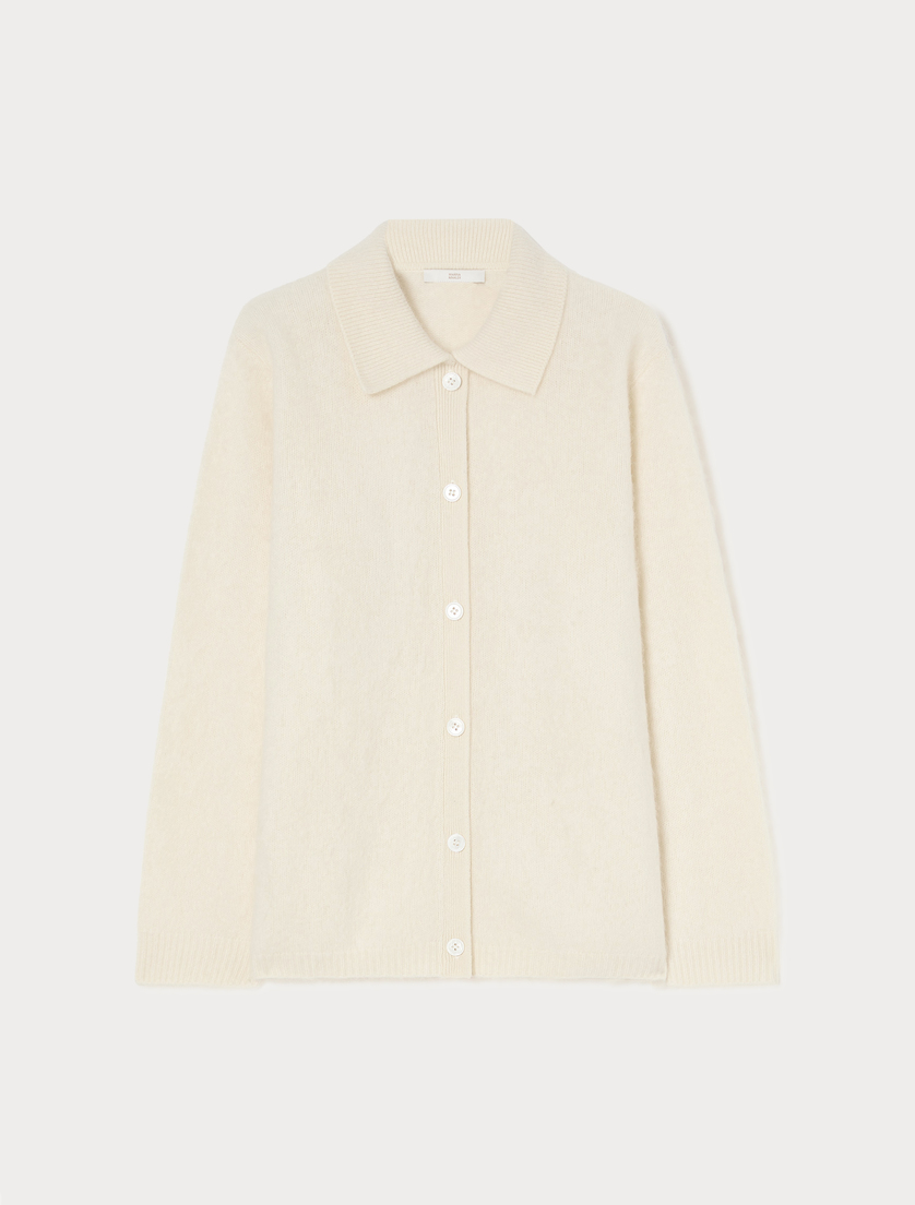 Wool, silk and cashmere cardigan - IVORY - Marina Rinaldi
