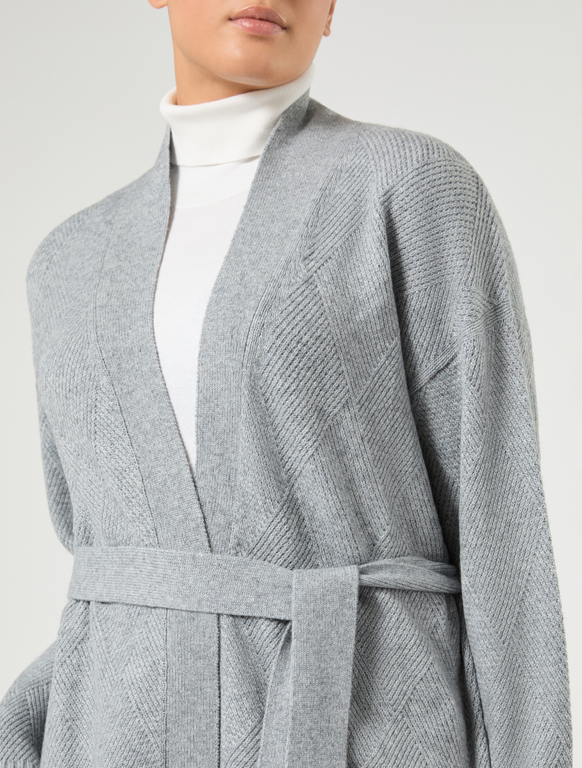 Wool and cashmere cardigan - MEDIUM GREY - Marina Rinaldi - 5