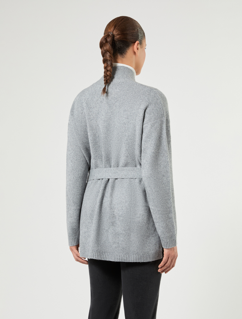 Wool and cashmere cardigan - MEDIUM GREY - Marina Rinaldi - 4