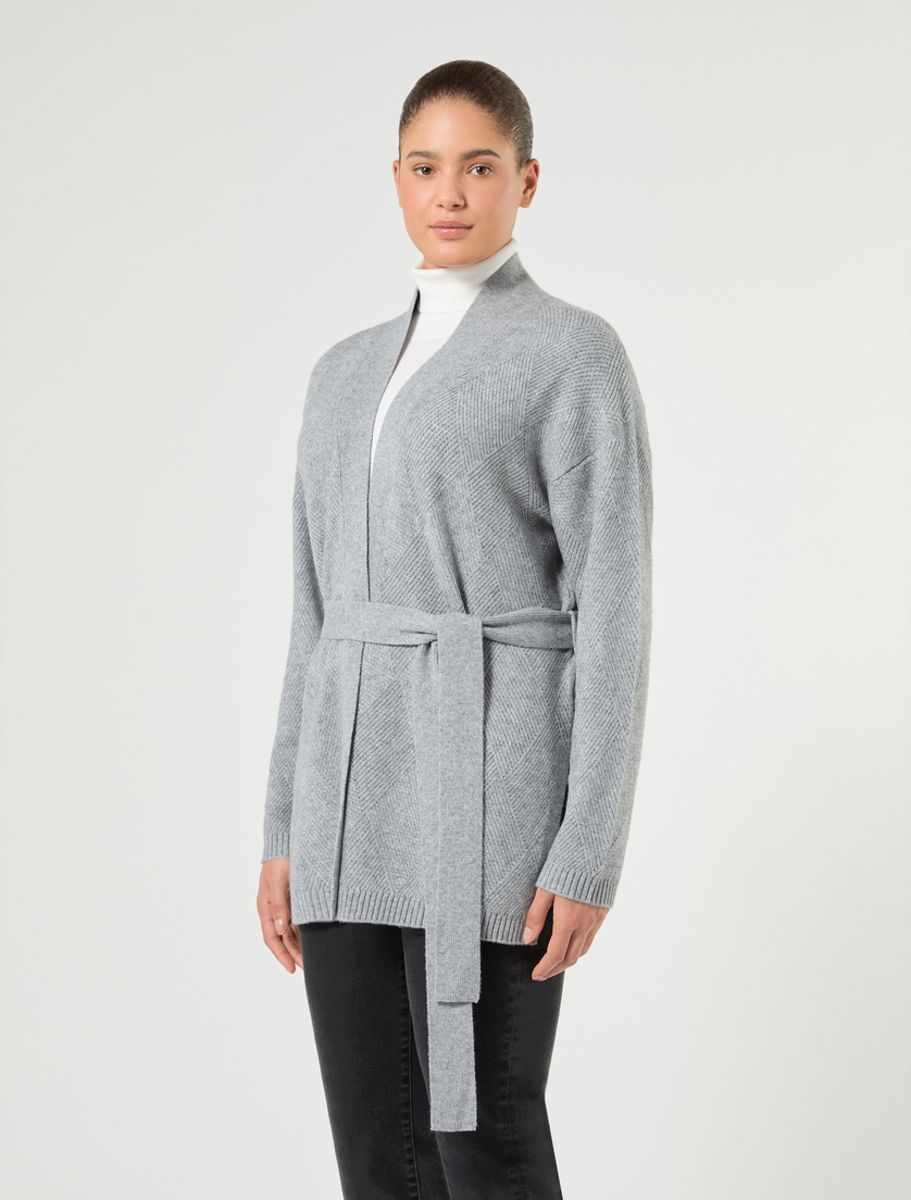 Wool and cashmere cardigan - MEDIUM GREY - Marina Rinaldi - 3